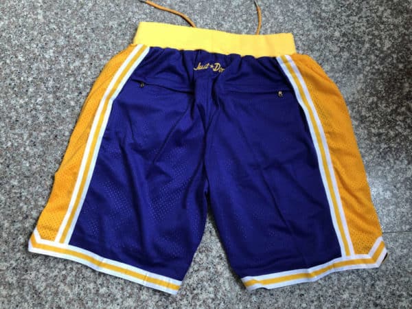 Los Angeles Lakers Yellow Royal Black Shorts real back