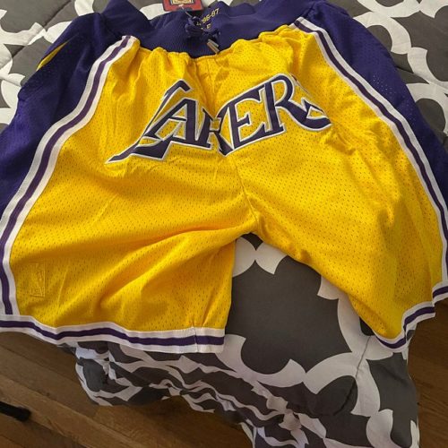 Los Angeles Lakers Basketball Yellow Vintage Shorts photo review