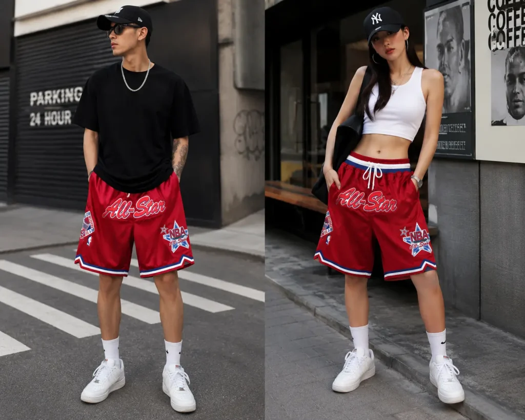 All Star Game 1991 West Basketball Vintage Shorts Red