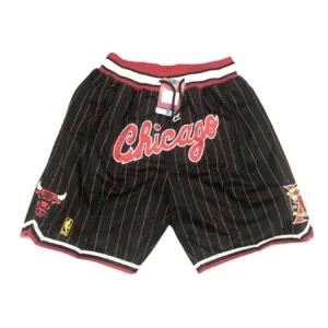 Chicago Bulls Black Red Strip CHICAGO Basketball Shorts