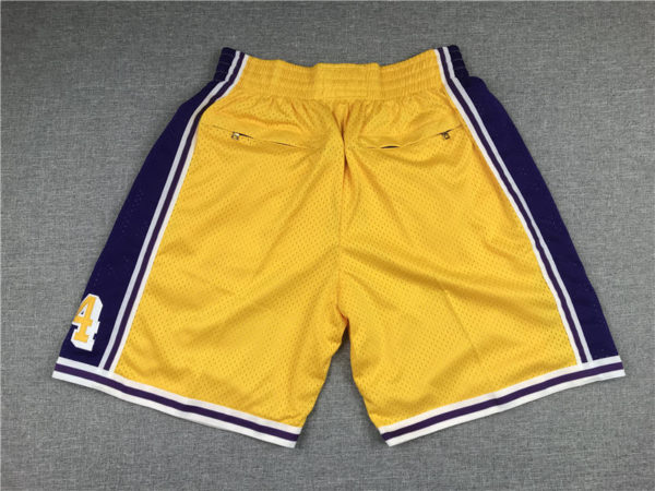 Kobe Bryant 8 24 Los Angeles Lakers Yellow Shorts. backjpeg