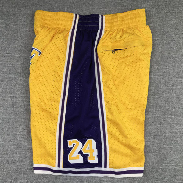 Kobe Bryant 8 24 Los Angeles Lakers Yellow Shorts. side 2