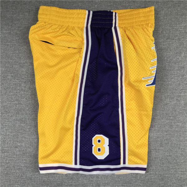Kobe Bryant 8 24 Los Angeles Lakers Yellow Shorts. side