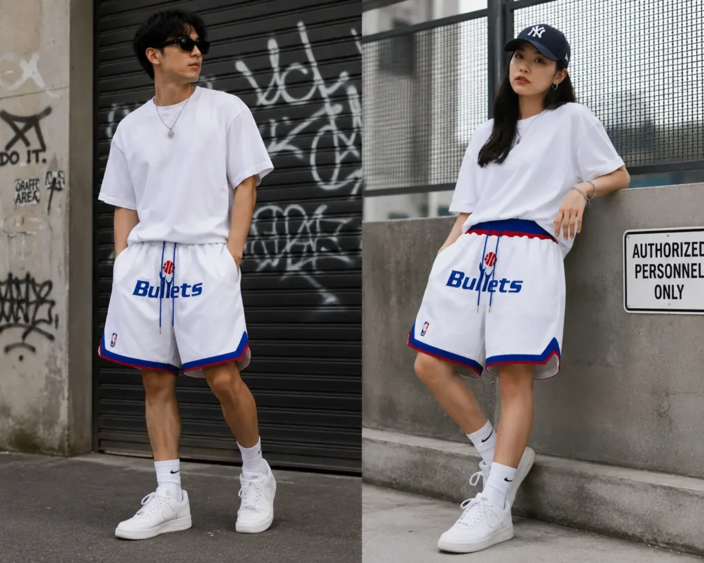 White Washington Bullets Classic Retro Shorts