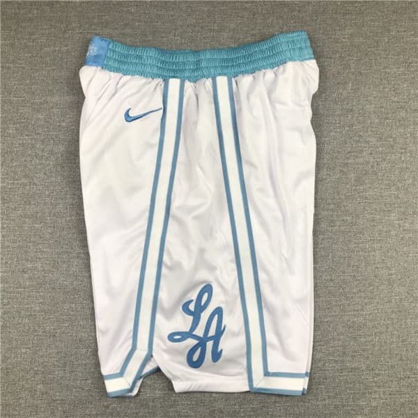 Los Angeles Lakers City Edition Swingman White Blue Shorts side 1