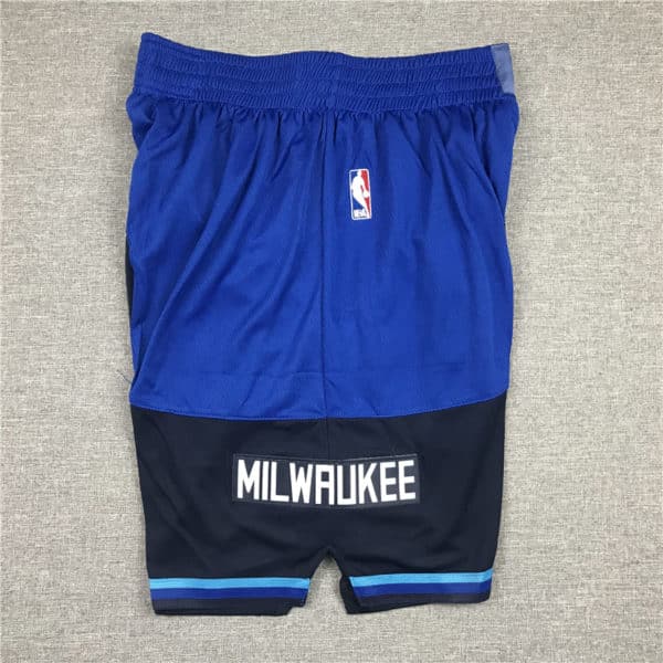Milwaukee Bucks 2021 Blue Earned Edition Swingman City Shorts side