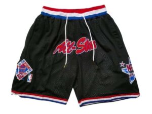 Front view of 1991 All-Star Game West Shorts in Black with bold graphics and team logos.