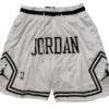 Front view of Air Jordan Spirit Diamond White Shorts featuring a clean white design with subtle Jordan branding.