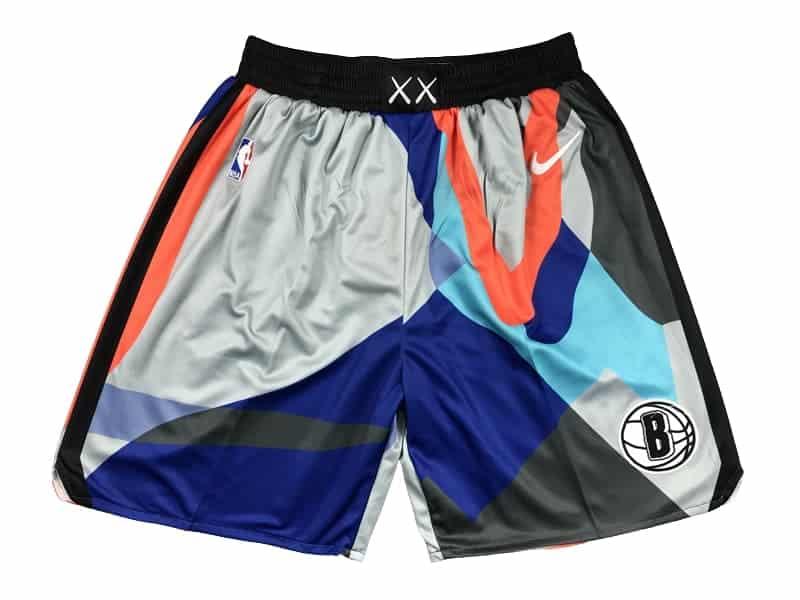 Front view of Brooklyn Nets 2023-24 City Edition Swingman Shorts featuring a distinctive design with the Nets logo and city edition details.