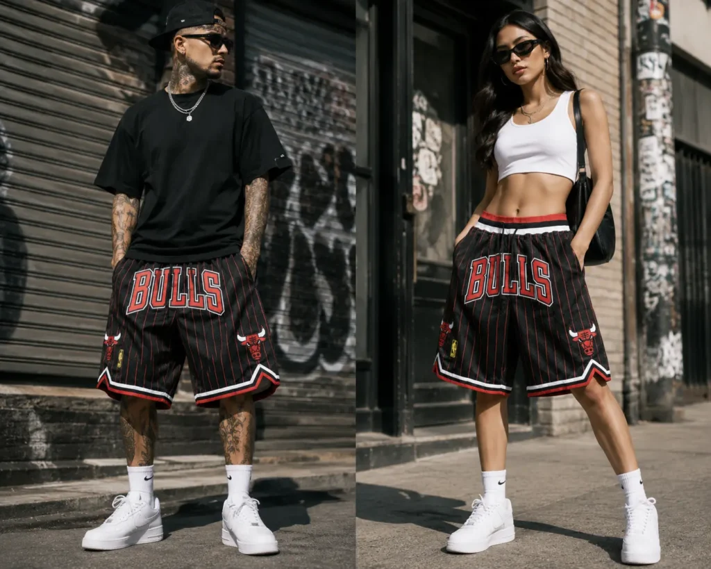 Chicago Bulls Black Strip Throwback Shorts