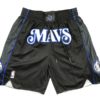 Front view of Dallas Mavericks 2023-24 Black City Edition Shorts featuring a sleek black design with the Mavericks logo and city edition details.