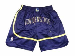 Front view of Golden State Warriors Jordan Statement Shorts featuring a bold design with the Warriors logo and Jordan branding