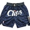 Front view of Los Angeles Clippers City Edition Swingman Shorts featuring a bold design with the Clippers logo and city edition details.