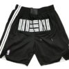 Front view of Memphis Grizzlies Black City Edition Swingman Shorts featuring a sleek black design with the Grizzlies logo and city edition details.