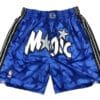 Front view of Orlando Magic 2023-24 Royal Hardwood Classics Shorts featuring a vibrant royal blue design with the Magic logo and classic details.