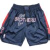 Front view of Philadelphia 76ers Navy Shorts featuring the team logo and a clean design.