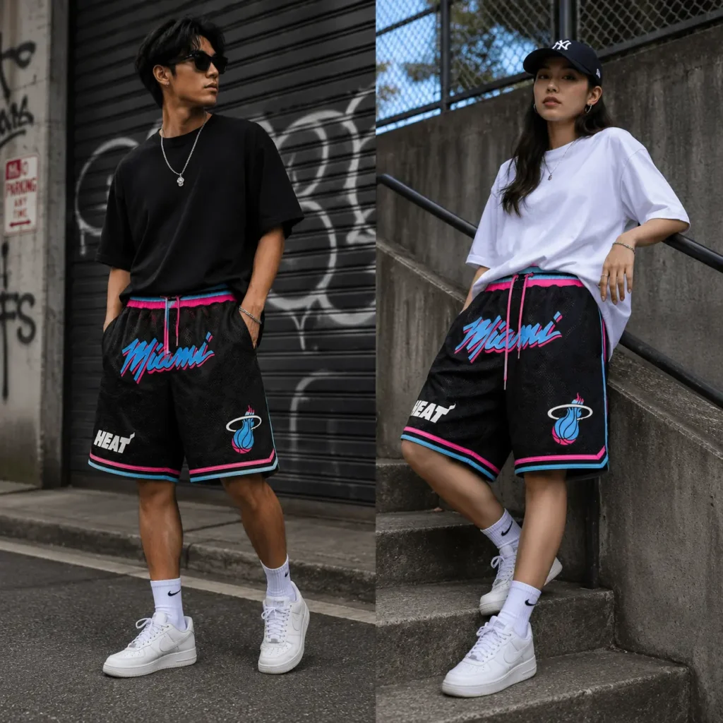 Vintage Miami Heat Black Basketball Shorts