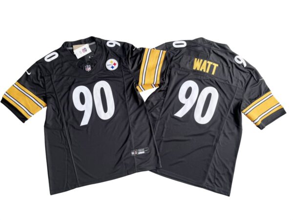 T J Watt 90 Pittsburgh Steelers Black Vapor Limited Jersey