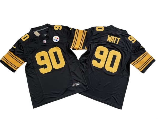 T J Watt 90 Pittsburgh Steelers Black Alternate Vapor Limited Jersey