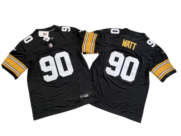 T J Watt 90 Pittsburgh Steelers Black Vapor Limited Jersey