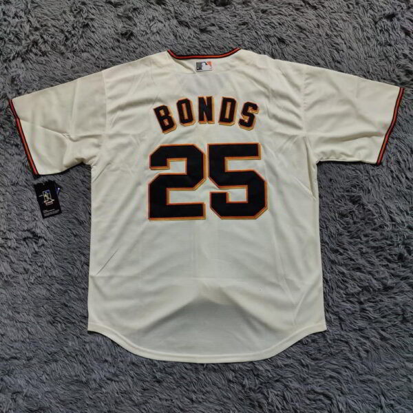 Barry Bonds 25 San Francisco Giants Cream Jersey back