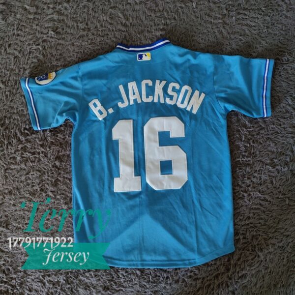 Bo Jackson 16 Kansas City Royals Light Blue Road Cooperstown Collection Jersey back