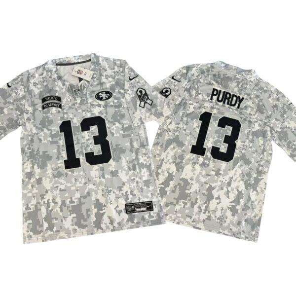 Brock Purdy #13 Vapor FUSE Jersey Salute To Service Arctic 49ers NWT