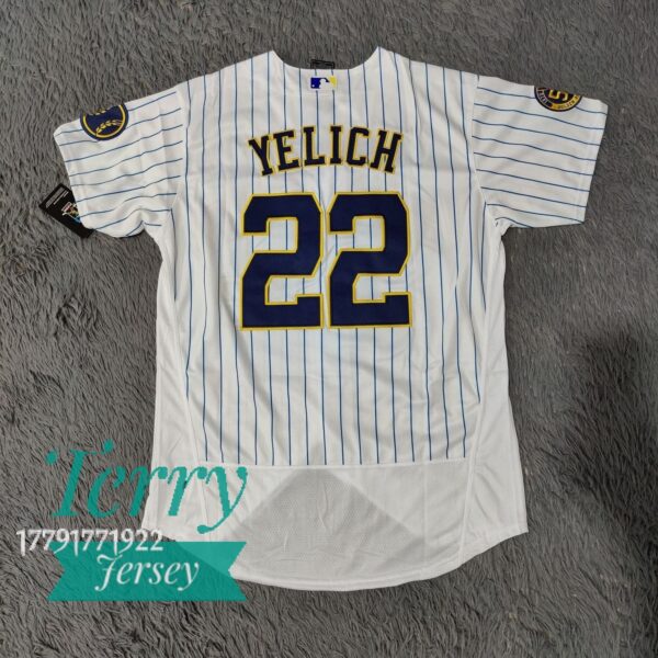 Christian Yelich Milwaukee Brewers White Jersey back