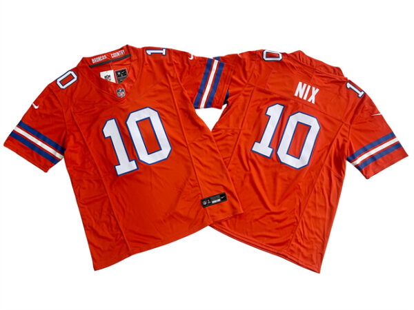 Denver Broncos Bo Nix Nike Orange Alternate Mile High Collection 1977 Throwback Vapor F.U.S.E. Limited Jersey