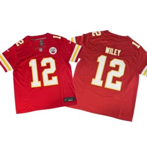 Jared Wiley #12 Vapor FUSE Jersey Red Elite Quality Kansas City Chiefs