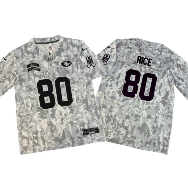 Jerry Rice #80 Vapor FUSE Jersey Salute To Service Arctic Camo 49ers NWT