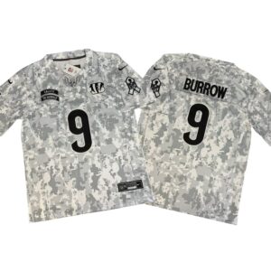 Joe Burrow #9 Vapor FUSE Jersey Salute To Service Arctic Bengals NWTs