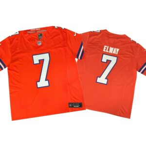 John Elway #7 Vapor FUSE Jersey Mile High Orange Elite Quality Broncoss