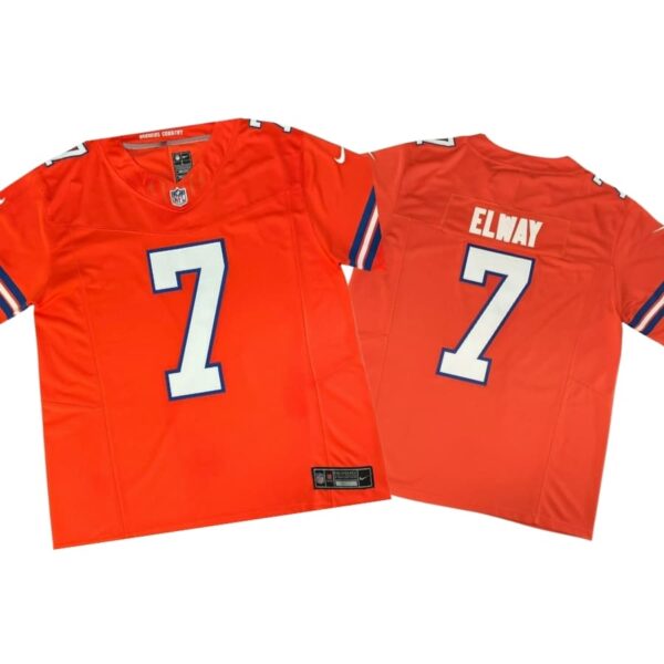 John Elway #7 Vapor FUSE Jersey Mile High Orange Elite Quality Broncoss