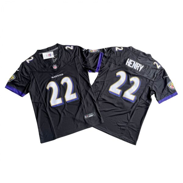 Men's Baltimore Ravens 22# Derrick Henry Black Vapor F.U.S.E. Stitched Jersey