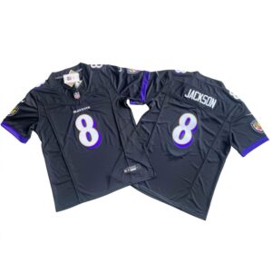 Men's Baltimore Ravens 8# Lamar Jackson Vapor F.U.S.E. Stitched Jersey Black