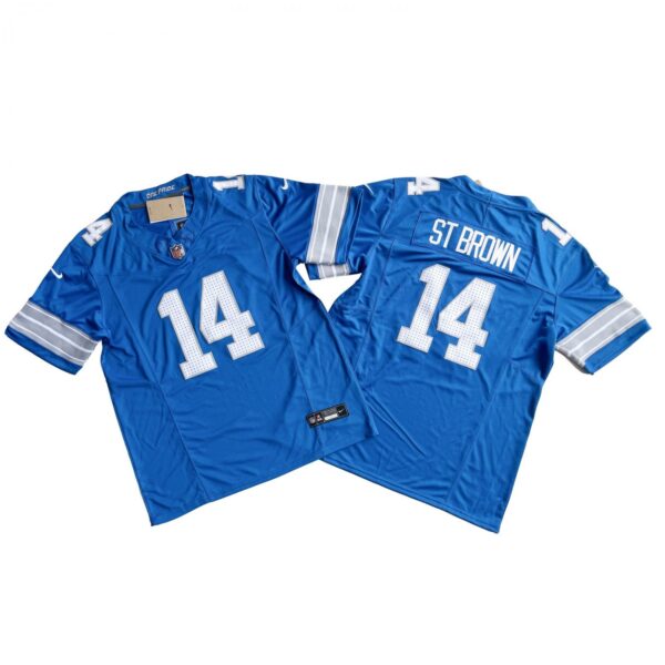 Men's Detroit Lions Amon-Ra St. Brown Blue Vapor F.U.S.E. Stitched Jersey