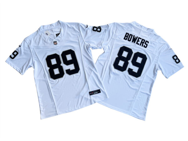 Men's Las Vegas Raiders 89# Brock Bowers Nike White Vapor F.U.S.E. Limited Jersey