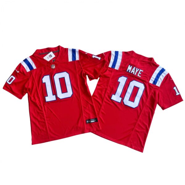 Men's New England Patriots Drake Maye Nike Red Vapor F.U.S.E. Limited Jersey