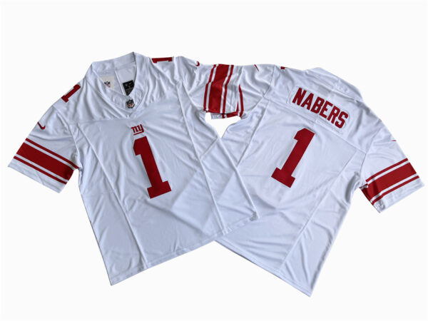 Men's New York Giants 1# Malik Nabers Nike White Vapor F.U.S.E. Limited Jersey