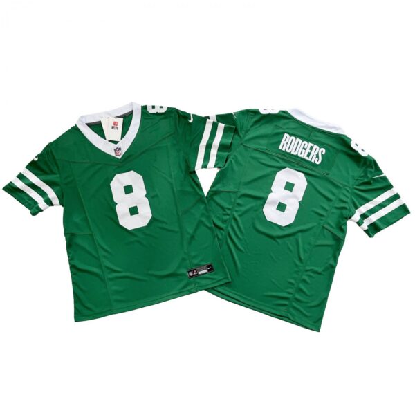 Men's New York Jets 8# Aaron Rodgers Green Vapor F.U.S.E. Stitched Jersey