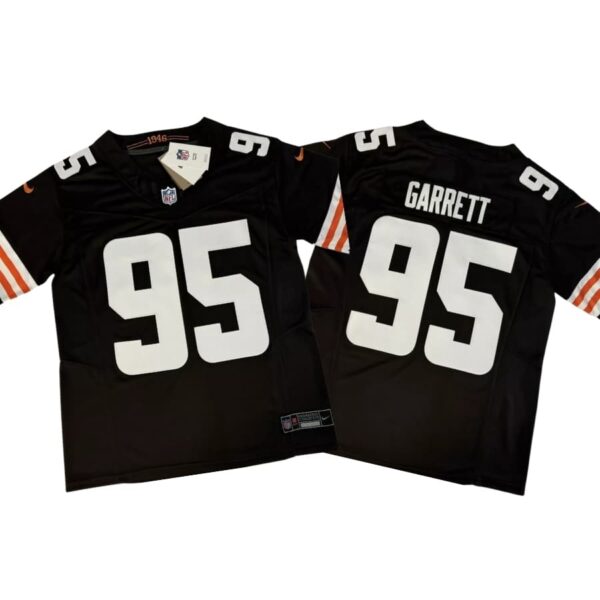 Myles Garrett #95 Vapor FUSE Jersey Dark Brown Elite Quality Cleveland