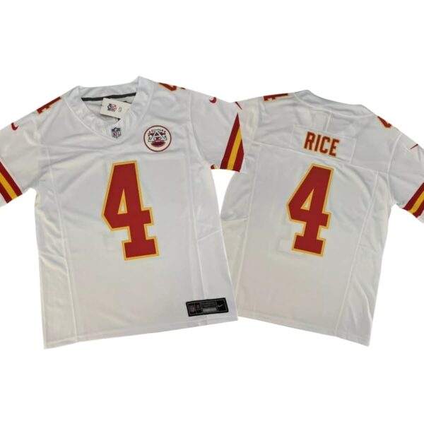 Rashee Rice #4 Vapor FUSE Jersey White Elite Quality Kansas City Chiefs