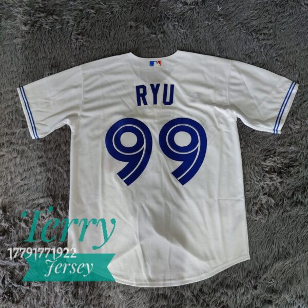 Ryu 99 Toronto Blue Jays White Home Jersey back