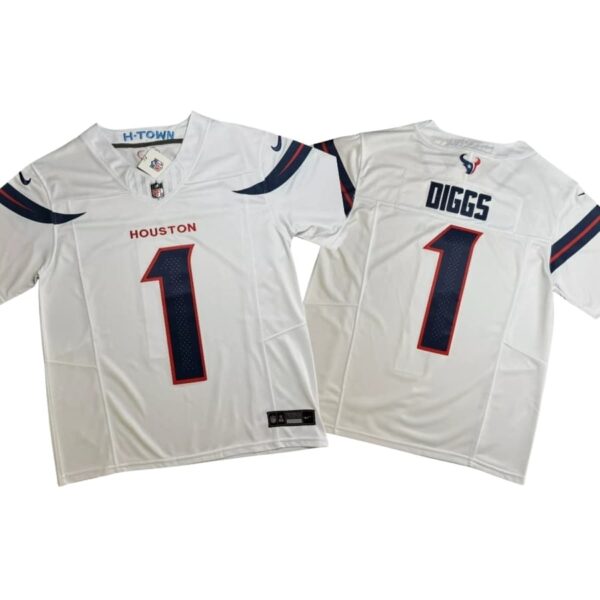 Stefon Diggs #1 Vapor FUSE Jersey White Elite Quality Houston Texans