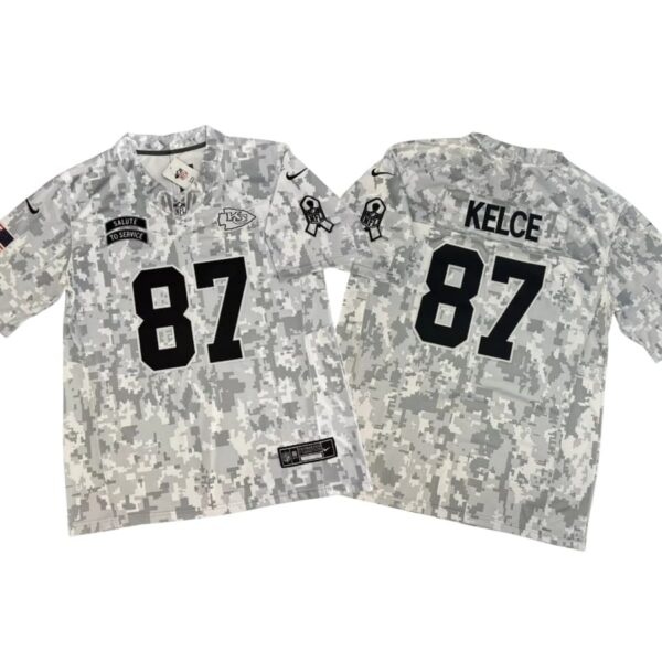 Travis Kelce #87 Vapor FUSE Jersey Salute To Service Arctic Chiefs NWT