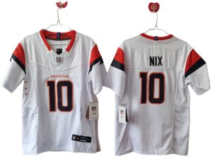 Women Denver Broncos 10 Bo Nix White Vapor Limited Stitched Jersey