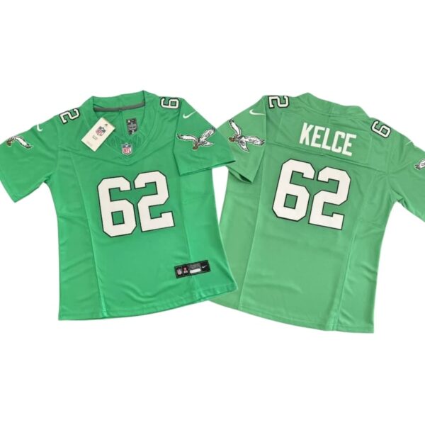 Women Jason Kelce #62 Vapor FUSE Jersey Kelly Green Elite Quality Eagless