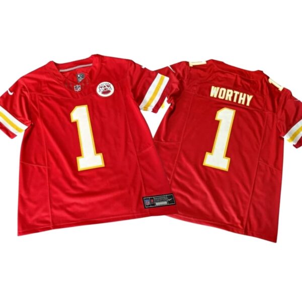 Xavier Worthy #1 Vapor FUSE Jersey Red Elite Quality Kansas City Chiefs