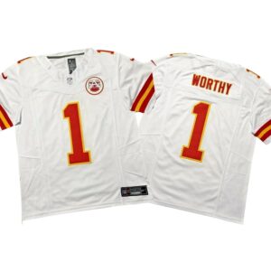 Xavier Worthy #1 Vapor FUSE Jersey White Elite Quality Kansas City Chiefs